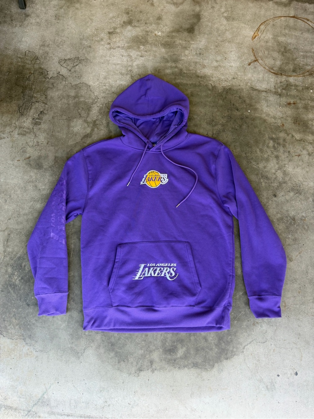 Los Angeles Lakers Ultra Game Embroidered Hoodie Purple/Gold Logo Patch Size L